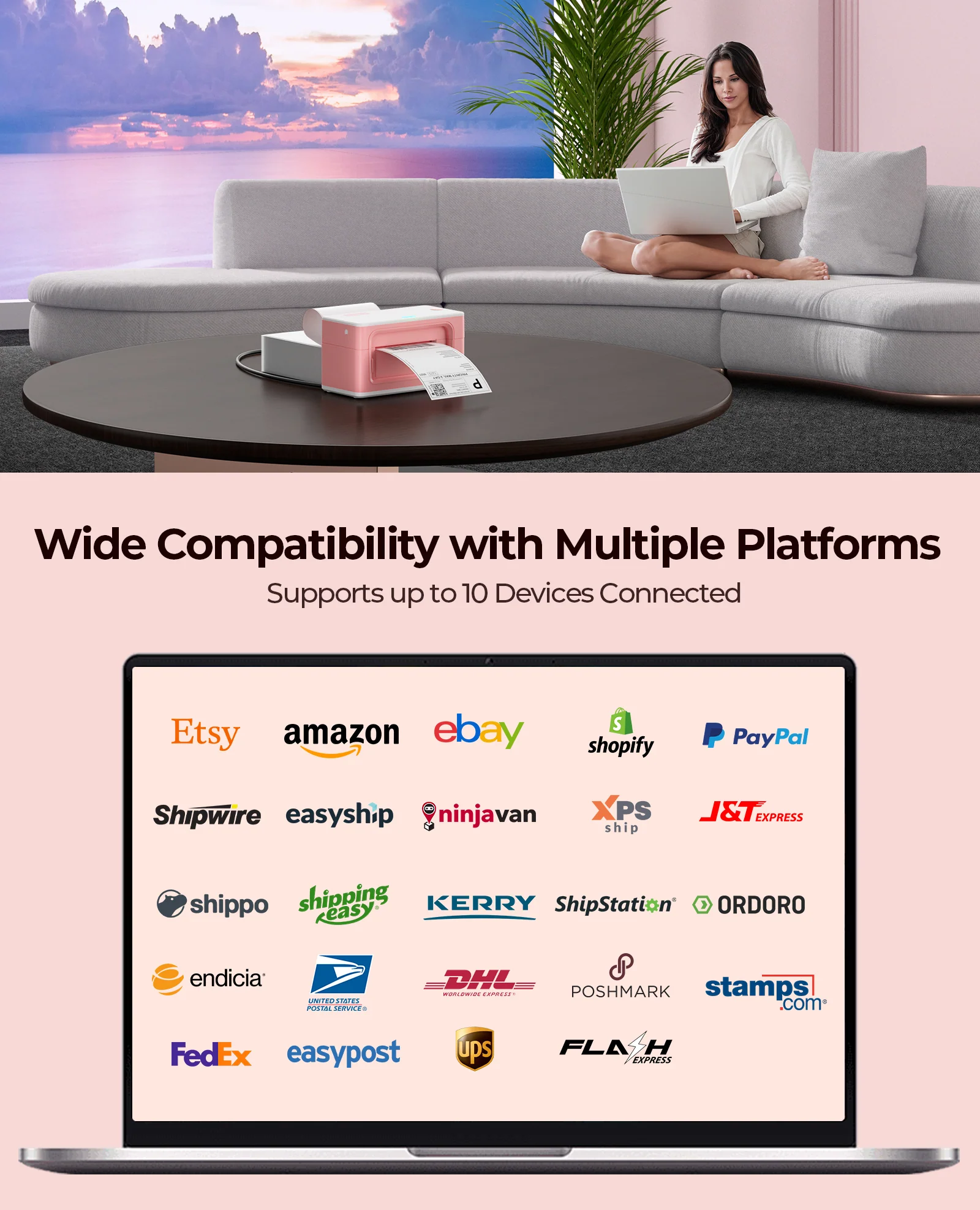 RealWriter 941AP Thermal Printer Kit-Pink - Image 10